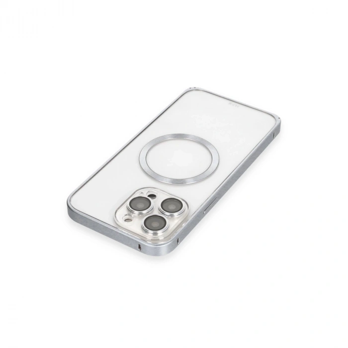 Joko İphone 15 Pro Kılıf Metal Bumper Magneticsafe Kapak - Gri