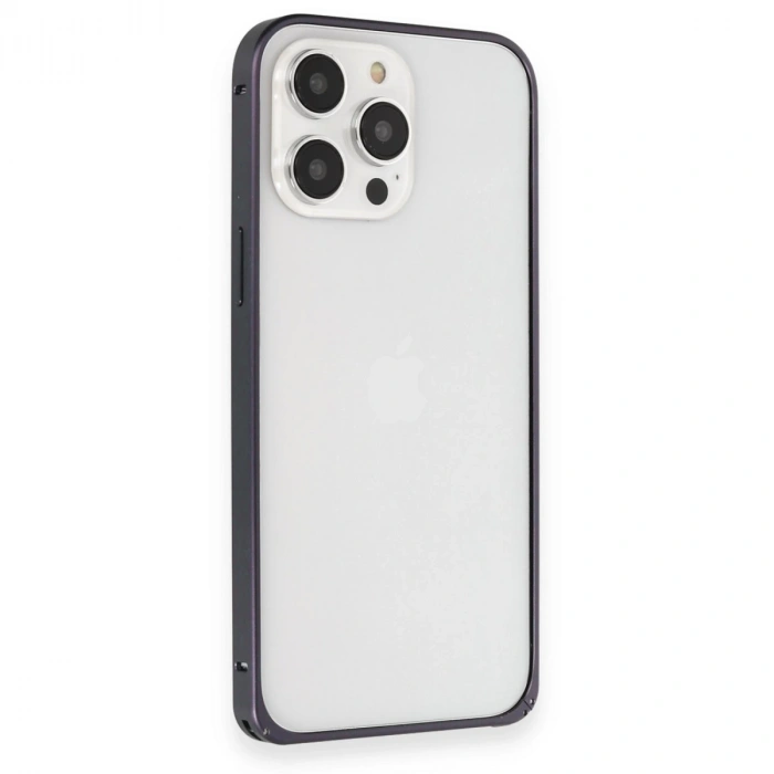 Joko İphone 15 Pro Kılıf Metal Bumper Magneticsafe Kapak - Lacivert