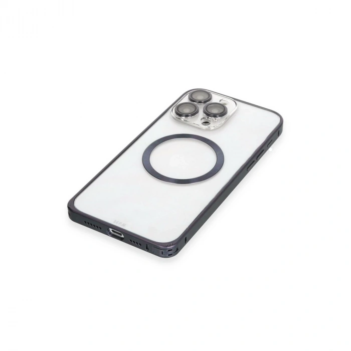 Joko İphone 15 Pro Kılıf Metal Bumper Magneticsafe Kapak - Lacivert