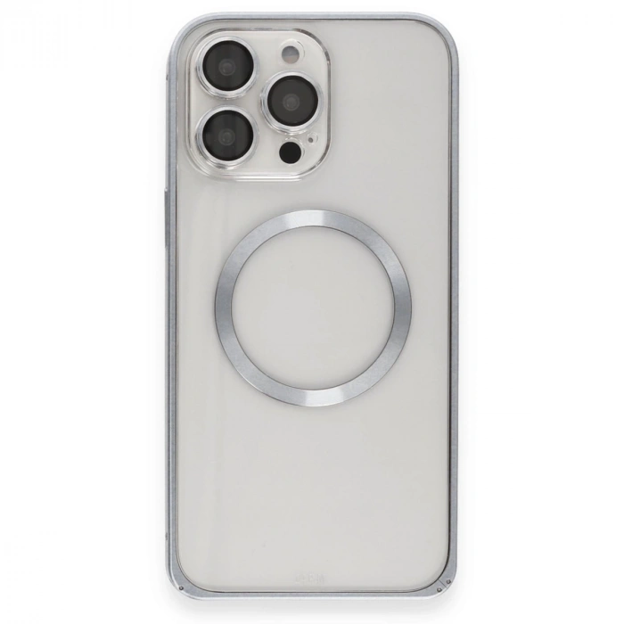 Joko İphone 15 Pro Max Kılıf Metal Bumper Magneticsafe Kapak - Gri