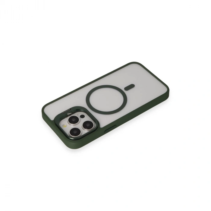 Joko İphone 15 Pro Max Kılıf Roblox Lens Magsafe Standlı Kapak - Koyu Yeşil