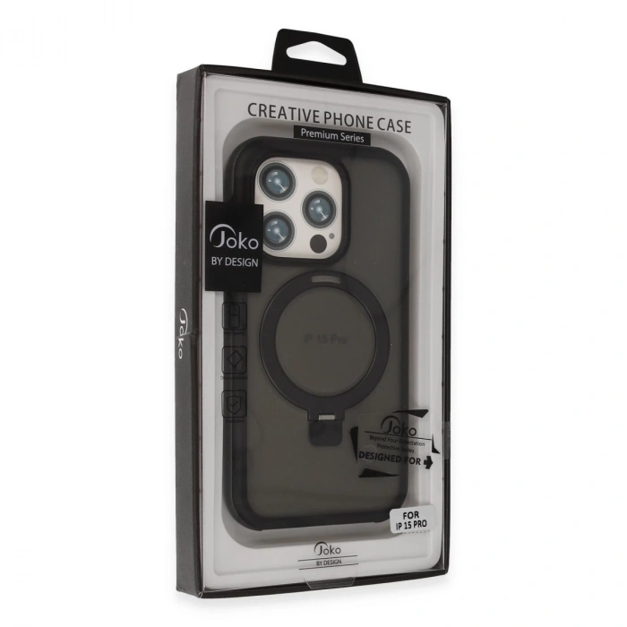 Joko İphone 15 Pro Max Zorda Airbag Magsafe Standlı Kapak - Siyah