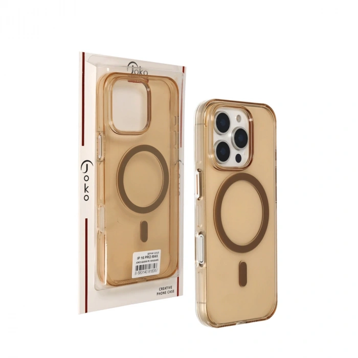 Joko İphone 16 Pro Max Gleam Pc Sert Magsafe Kılıf - Şeffaf-gold