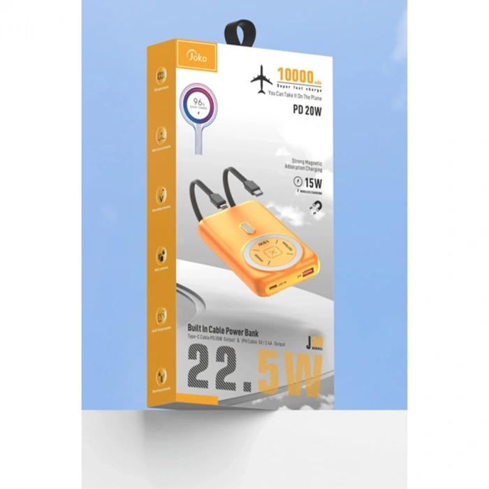 Joko J39 10.000 Mah 20w Pd Dahili Kablolu Magsafe Powerbank - Siyah