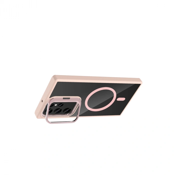 Joko Samsung Galaxy S23 Ultra Remim Lensli Magsafe Standlı Kapak - Pembe