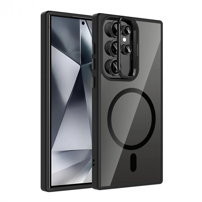 Joko Samsung Galaxy S23 Ultra Remim Lensli Magsafe Standlı Kapak - Siyah