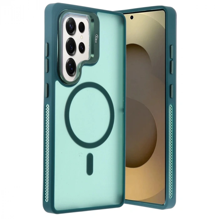 Joko Samsung Galaxy S25 Ultra Flet Lens Magsafe Kapak - Koyu Yeşil