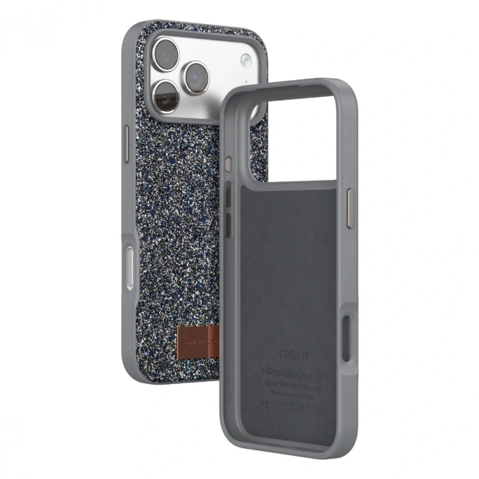 Onegif Apple İphone 17 Pro Bright Simli Kapak - Gümüş