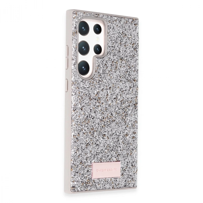 Onegif Samsung Galaxy S23 Ultra Bright Simli Kapak - Gümüş