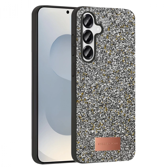 Onegif Samsung Galaxy S25 Bright Simli Kapak - Gümüş