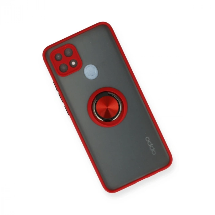Oppo A15 Kılıf Montreal Yüzüklü Silikon Kapak - Kırmızı