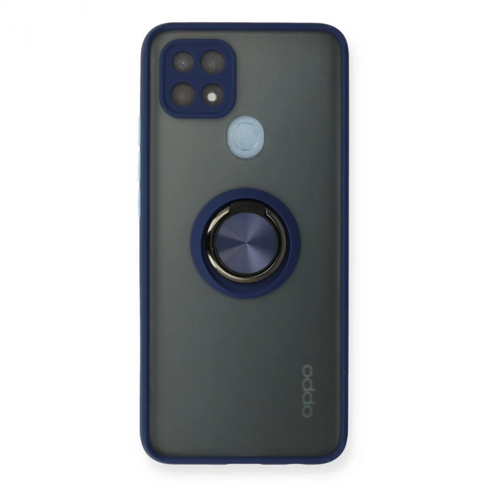 Oppo A15 Kılıf Montreal Yüzüklü Silikon Kapak - Lacivert