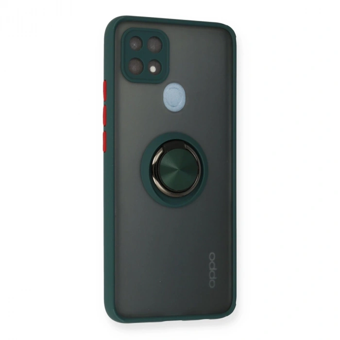 Oppo A15 Kılıf Montreal Yüzüklü Silikon Kapak - Yeşil