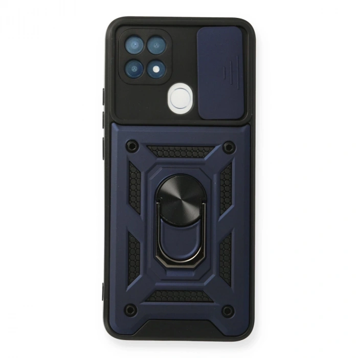 Oppo A15 Kılıf Pars Lens Yüzüklü Silikon - Lacivert