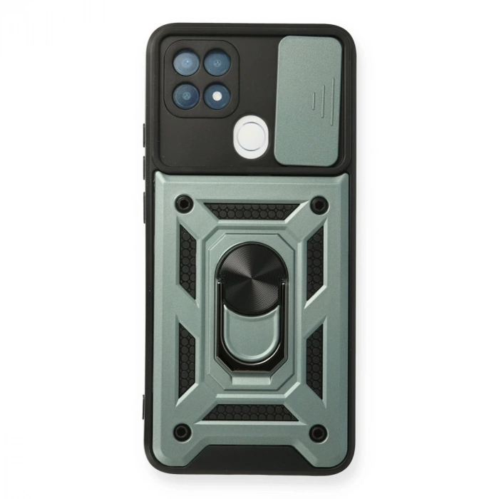 Oppo A15 Kılıf Pars Lens Yüzüklü Silikon - Yeşil