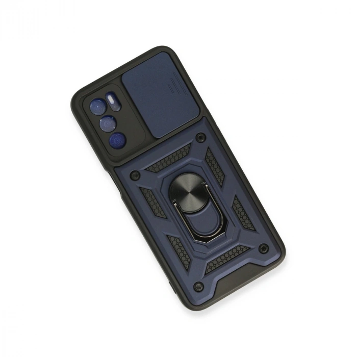 Oppo A16 Kılıf Pars Lens Yüzüklü Silikon - Lacivert