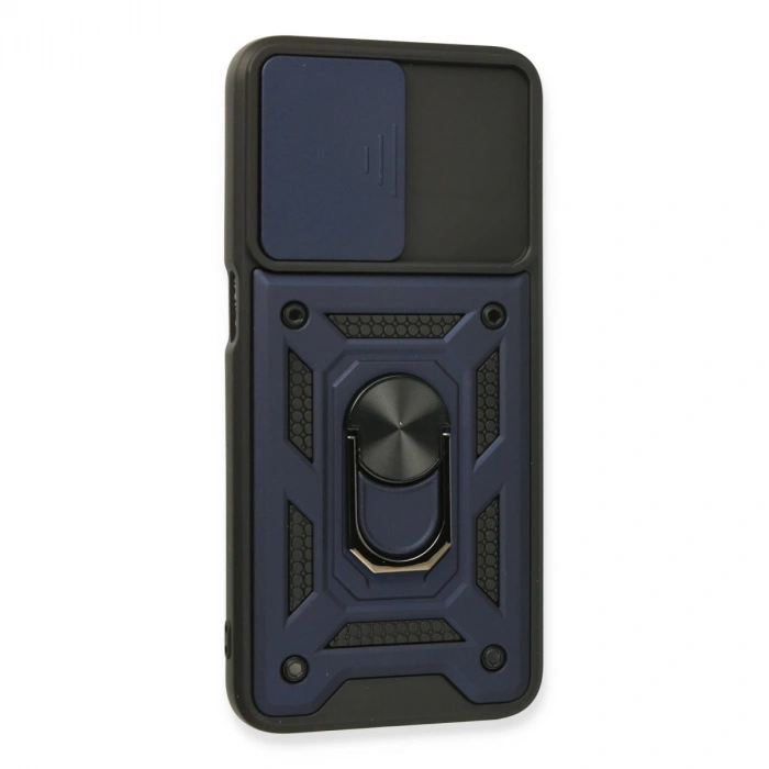 Oppo A16 Kılıf Pars Lens Yüzüklü Silikon - Lacivert