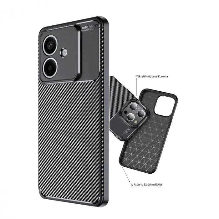 Oppo A3 Kılıf Auto Focus Karbon Kapak - Siyah