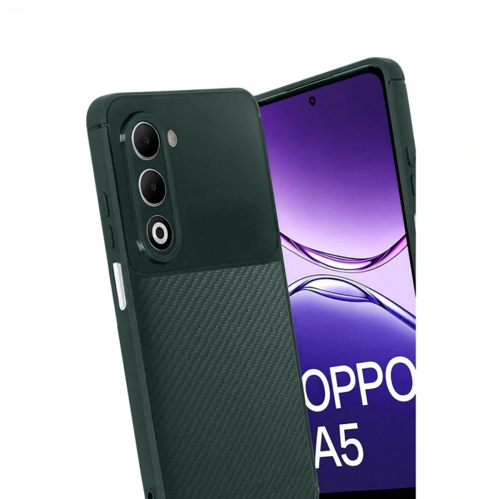 Oppo A5 4g Auto Focus Karbon Kapak - Koyu Yeşil