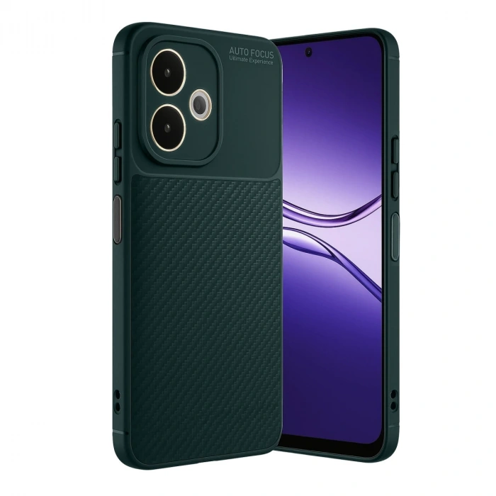 Oppo A5 Pro 4g Kılıf Auto Focus Karbon Kapak - Koyu Yeşil