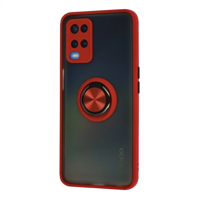Oppo A54 4g Kılıf Montreal Yüzüklü Silikon Kapak - Kırmızı