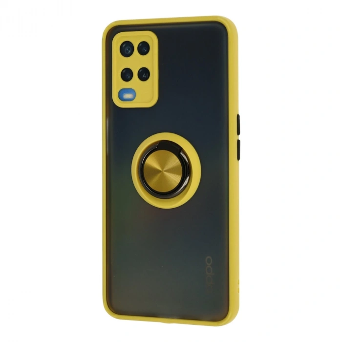 Oppo A54 4g Kılıf Montreal Yüzüklü Silikon Kapak - Sarı