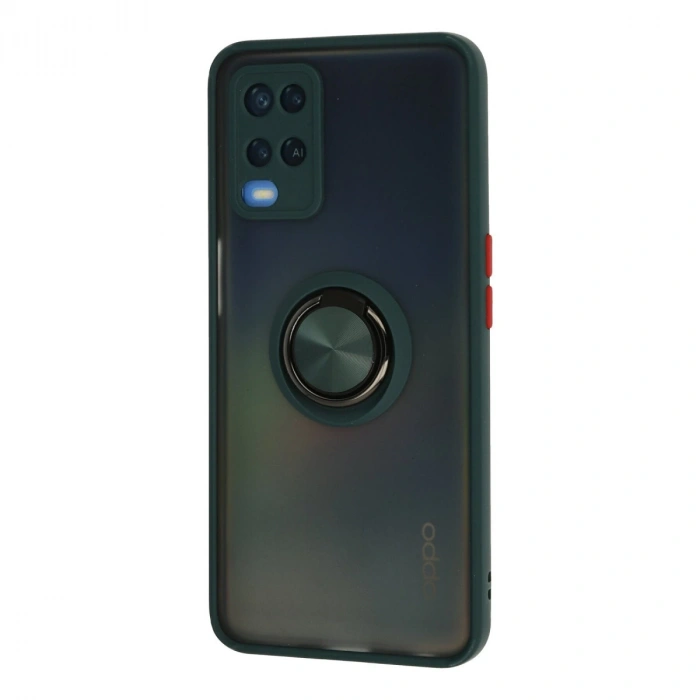 Oppo A54 4g Kılıf Montreal Yüzüklü Silikon Kapak - Yeşil