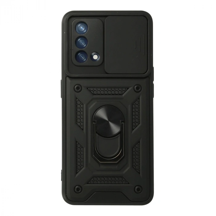 Oppo A74 4g Kılıf Pars Lens Yüzüklü Silikon - Siyah