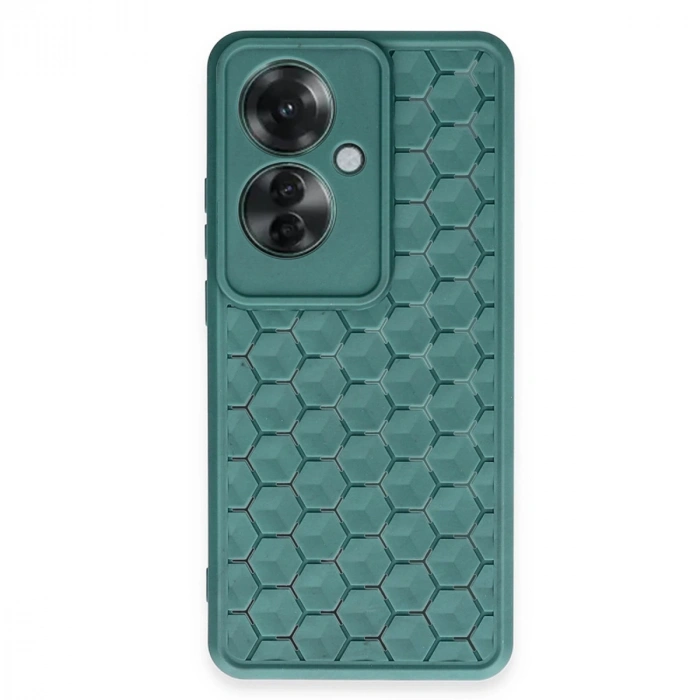 Oppo Reno 11f Kılıf Petek Silikon Kapak - Koyu Yeşil