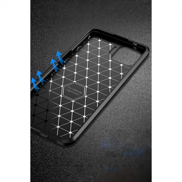 Oppo Reno 4 Lite Kılıf Auto Focus Karbon Kapak - Kahverengi