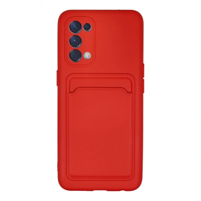 Oppo Reno 5 Kılıf Kelvin Kartvizitli Silikon - Kırmızı