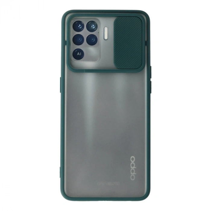 Oppo Reno 5 Lite Kılıf Palm Buzlu Kamera Sürgülü Silikon - Yeşil
