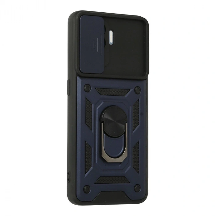 Oppo Reno 5 Lite Kılıf Pars Lens Yüzüklü Silikon - Lacivert