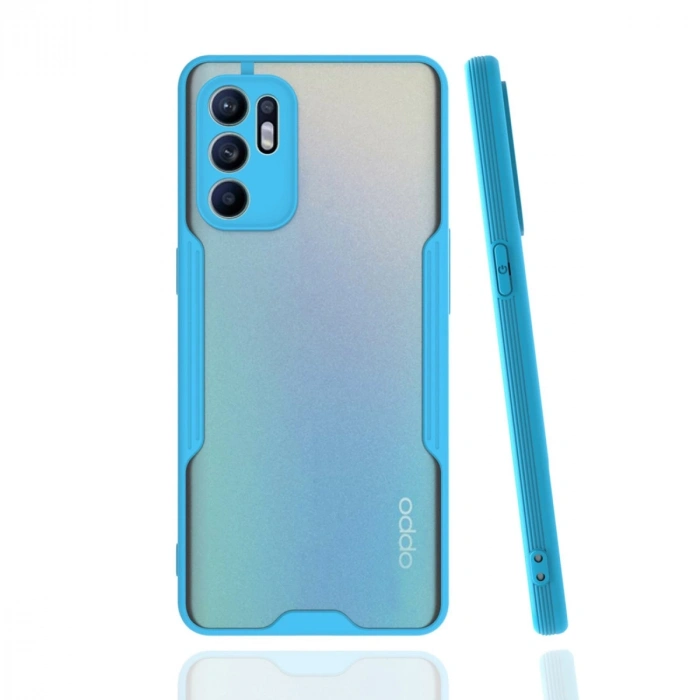 Oppo Reno 6 Kılıf Platin Silikon - Mavi