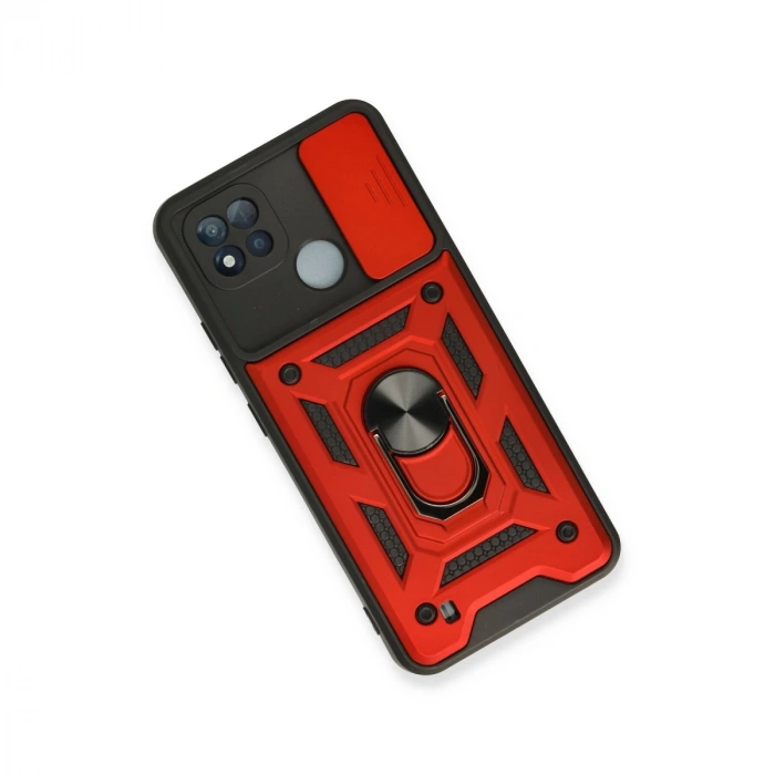 Realme C11 2021 Kılıf Pars Lens Yüzüklü Silikon - Kırmızı