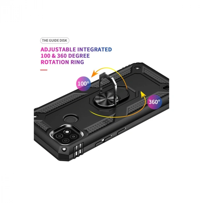 Realme C21 Kılıf Sofya Yüzüklü Silikon Kapak - Siyah