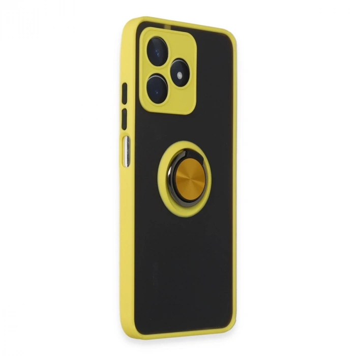 Realme C53 Kılıf Montreal Yüzüklü Silikon Kapak - Sarı