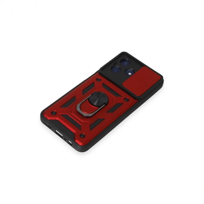 Realme C53 Kılıf Pars Lens Yüzüklü Silikon - Kırmızı