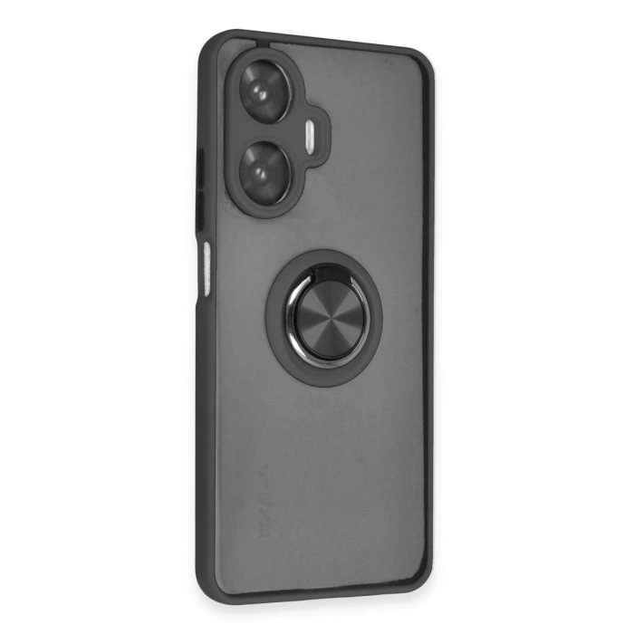 Realme C55 Kılıf Montreal Yüzüklü Silikon Kapak - Siyah