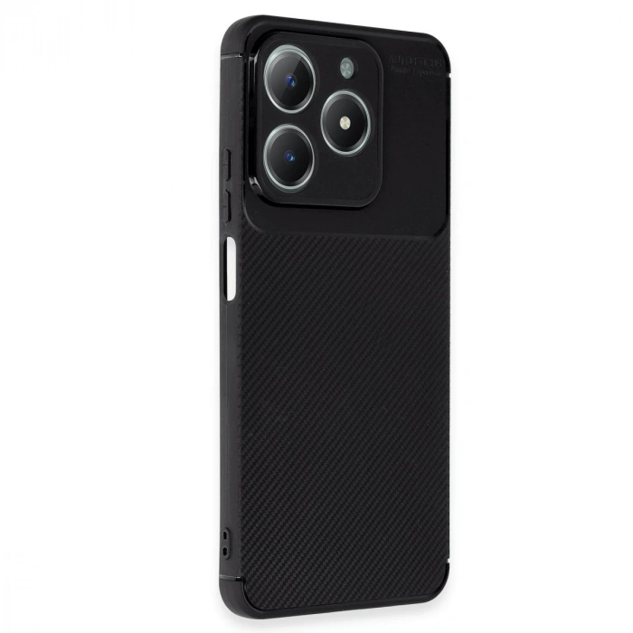 Realme C61 Kılıf Auto Focus Karbon Kapak - Siyah