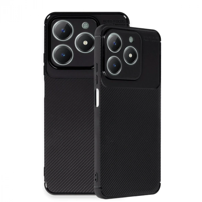 Realme C61 Kılıf Auto Focus Karbon Kapak - Siyah