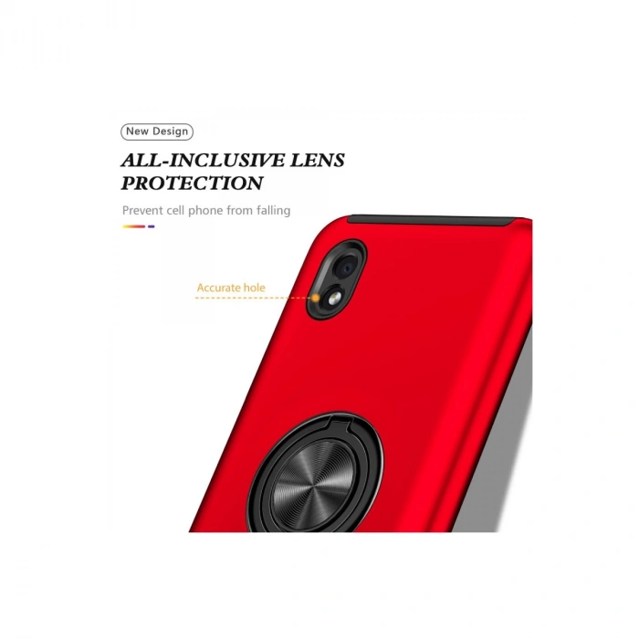 Samsung Galaxy A01 Core Kılıf Elit Yüzüklü Kapak - Kırmızı