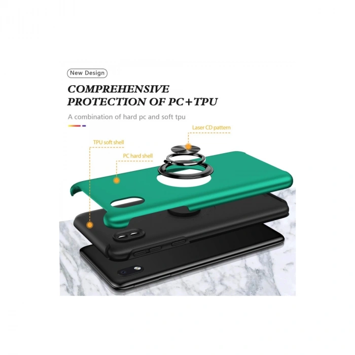 Samsung Galaxy A01 Core Kılıf Elit Yüzüklü Kapak - Yeşil