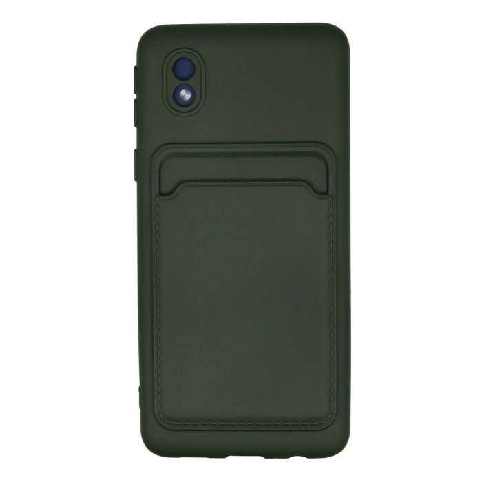 Samsung Galaxy A01 Core Kılıf Kelvin Kartvizitli Silikon - Koyu Yeşil