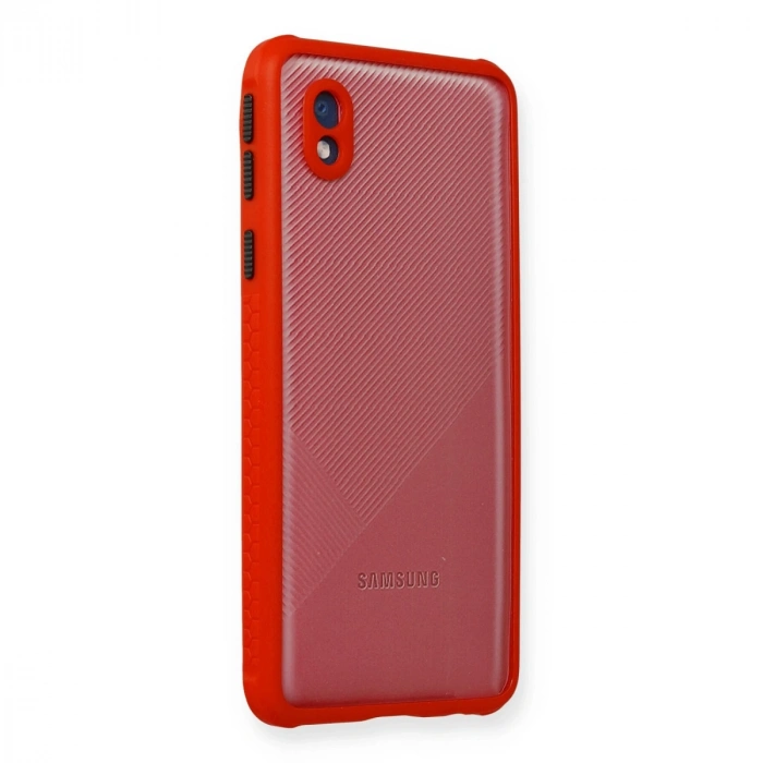 Samsung Galaxy A01 Core Kılıf Miami Şeffaf Silikon - Kırmızı