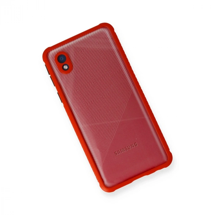 Samsung Galaxy A01 Core Kılıf Miami Şeffaf Silikon - Kırmızı