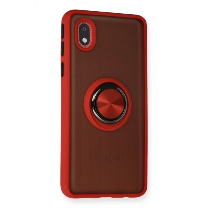 Samsung Galaxy A01 Core Kılıf Montreal Yüzüklü Silikon Kapak - Kırmızı