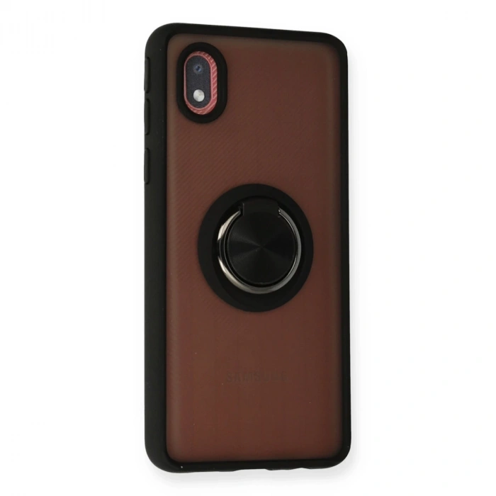 Samsung Galaxy A01 Core Kılıf Montreal Yüzüklü Silikon Kapak - Siyah