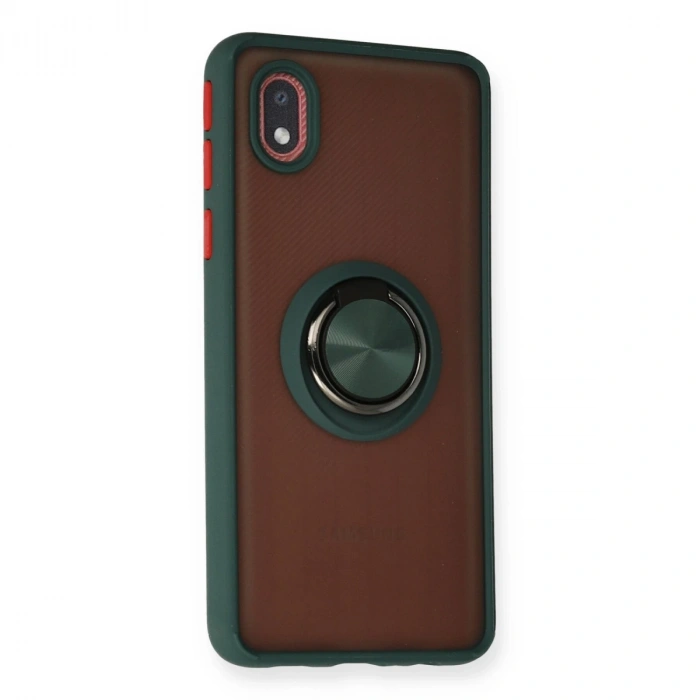 Samsung Galaxy A01 Core Kılıf Montreal Yüzüklü Silikon Kapak - Yeşil