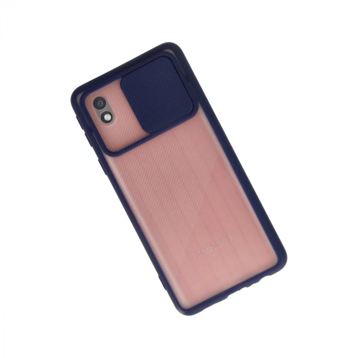 Samsung Galaxy A01 Core Kılıf Palm Buzlu Kamera Sürgülü Silikon - Lacivert